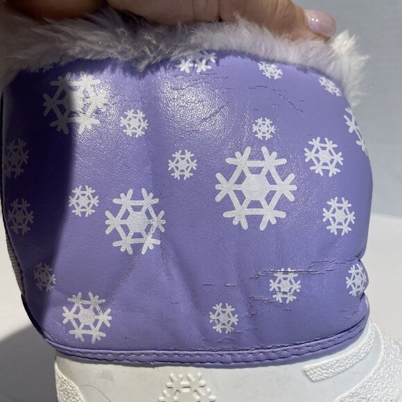 Outbrook Kids Snow Boots Child's Size 8 Faux Fur Lining Waterproof Purple White - Picture 12 of 14